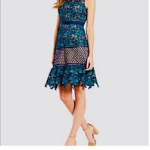 Blue and Green Crochet Dress